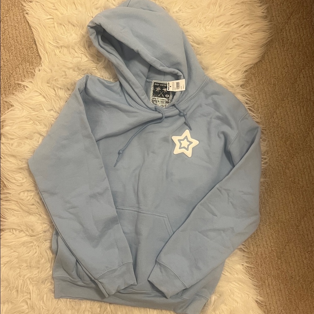 Riot Society Light Blue Hoodie with Palm Logo